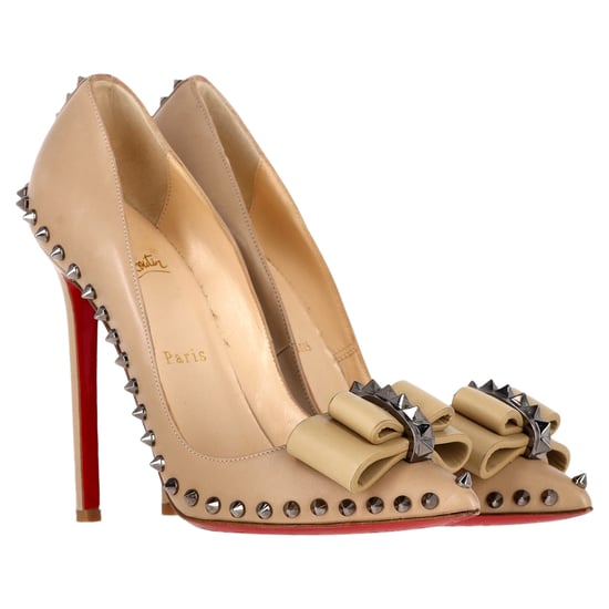 Christian Louboutin Lucifer 120 Spiked Pumps in Nude Leather - Image 4