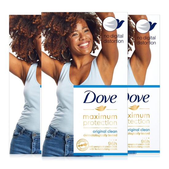 Dove 48H Maximum Protection Original Clean Antiperspirant Cream Stick 45ml, 3pk