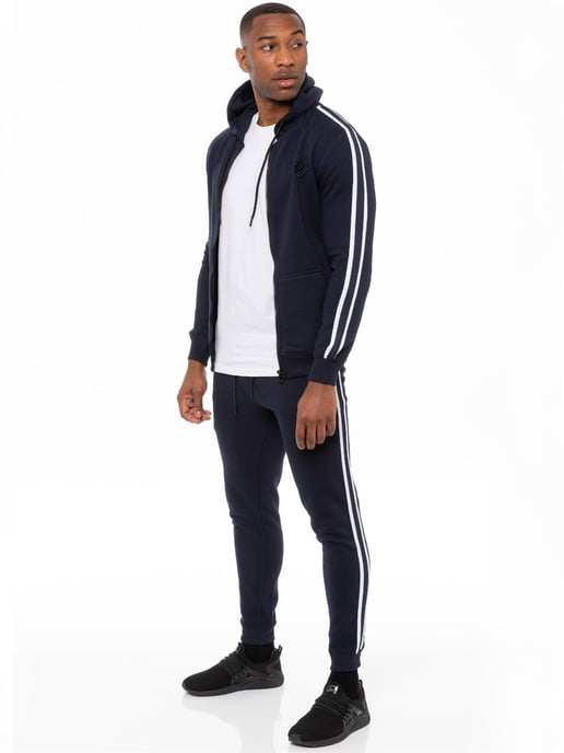 Enzo | Conjunto de chándal con capucha y cremallera para hombre - Azul marino - Image 1