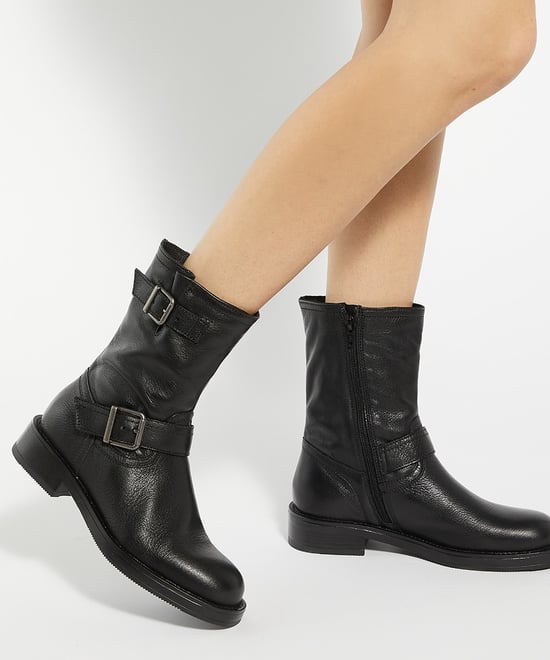 Dune Ladies Pixen - Buckle Detail Chunky Biker Boots - Image 3