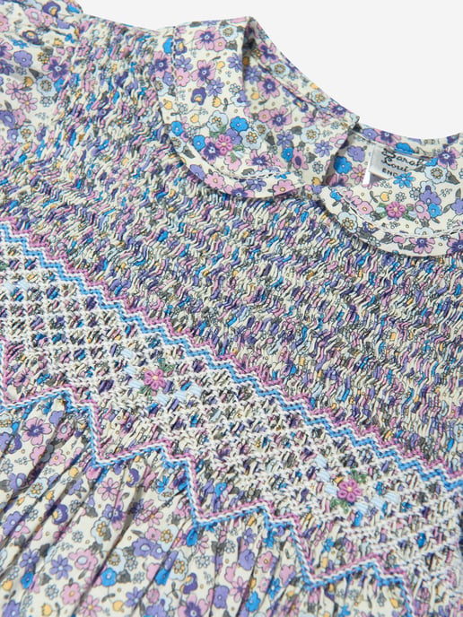 Sarah Louise Girls Cotton Flower Dress in Purple