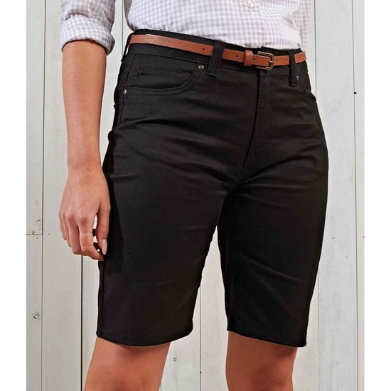 Premier Womens/Ladies Performance Casual Shorts (Black) - Image 2