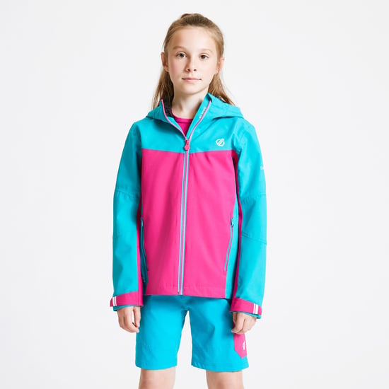 Dare 2B Childrens/Kids In The Lead Waterproof Jacket (Aqua Blue/Active Pink) - Image 3