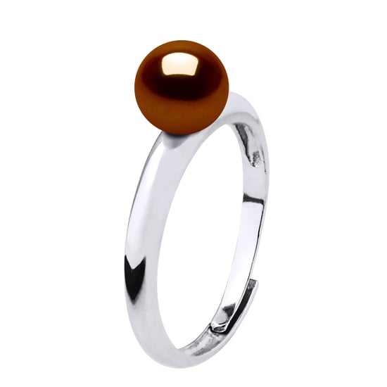 Rush Ring Adjustable Freshwater Pearl Round 6-7 mm Chocolate 925
