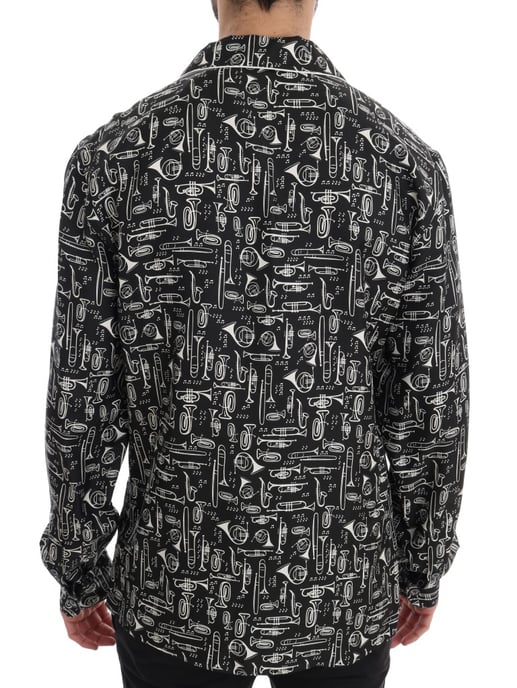 Camisa Casual de Seda Negra con Motivo JAZZ de Dolce & Gabbana - Image 3