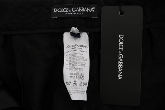 Pantalones cortos capri de brocado negro de Dolce & Gabbana con cintura alta - Image 6