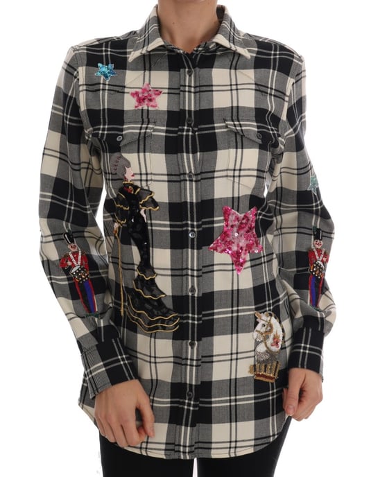 Camisa de Cristal de Cuento de Hadas Negra y Blanca de Dolce & Gabbana - Image 1