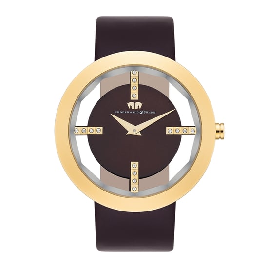 Rhodenwald & Söhne Female Quartz Yellow Gold/Dark Brown Genuine Leather Watch