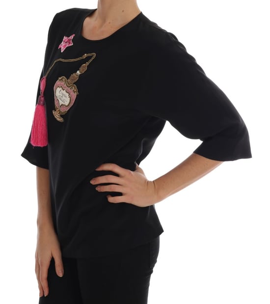 Blusa de seda negra Fairy Tale de mujer de Dolce & Gabbana con cristales - Image 2
