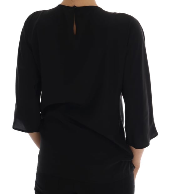 Blusa de seda negra Fairy Tale de mujer de Dolce & Gabbana con cristales - Image 3
