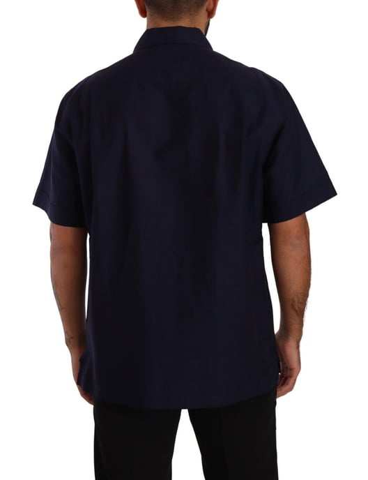 Camisa de Hombre de Manga Corta Azul Marino de Botones Dolce & Gabbana - Image 3