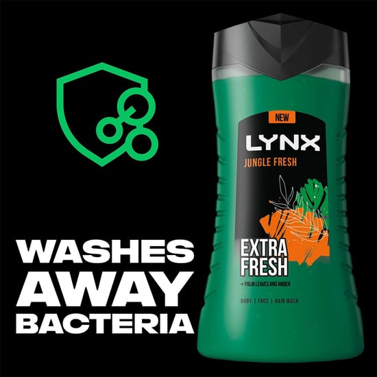 Lynx 3in1 Body, Face & Hair Wash Shower Gel Extra Fresh Jungle Fresh 500ml, 3pk