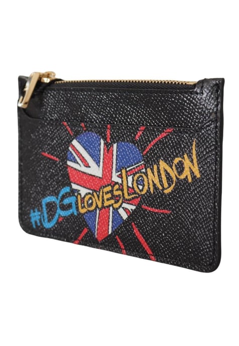 Dolce & Gabbana Women's Black Leather #DGLovesLondon  Cardholder Coin Case  Wallet