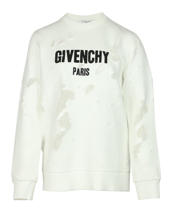 Givenchy Distressed Sweatshirt in White Cotton - Image 1