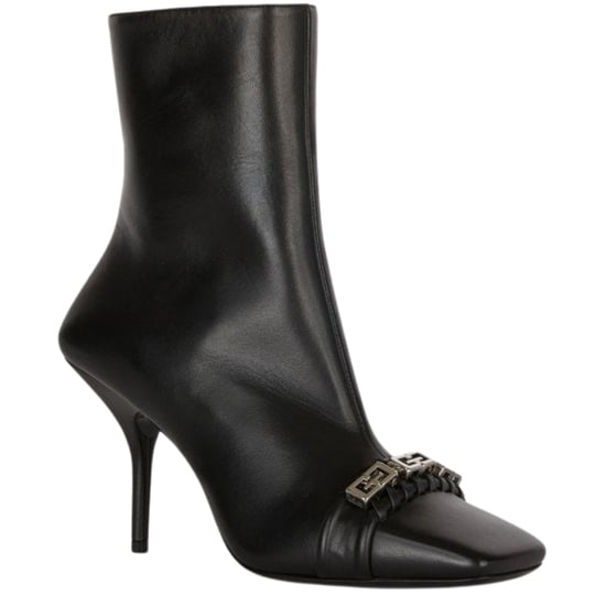 Givenchy G-Woven Design Black Ankle Boot Heels