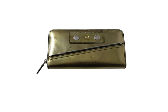 Alexander McQueen Zip Long Wallet with Metal Stud Detail in Gold Leather - Image 1