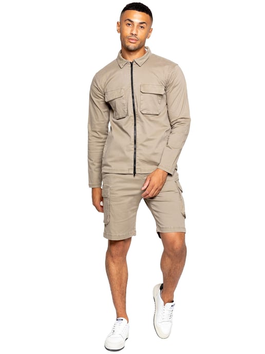 Enzo | Chándal con pantalón corto para hombre - Beige - Image 2
