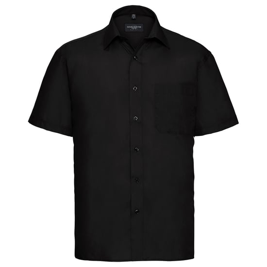 Russell Collection Mens Poplin Easy-Care Short-Sleeved Shirt (Black) - Image 1