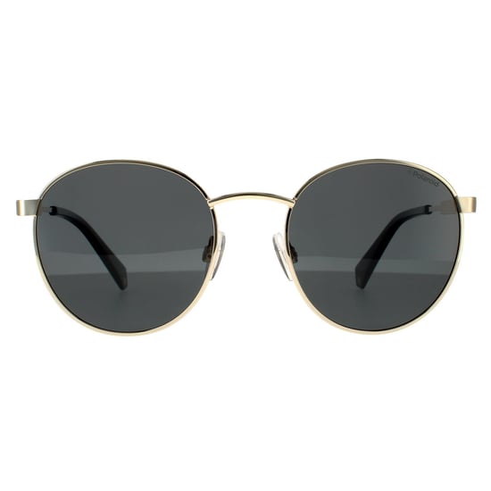 Gafas de sol polarizadas Polaroid redondas unisex color oro y gris - Image 1