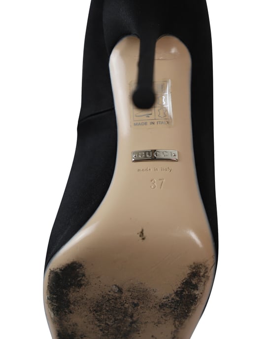 Gucci Dionysus Embellished Pumps in Black Satin - Image 6