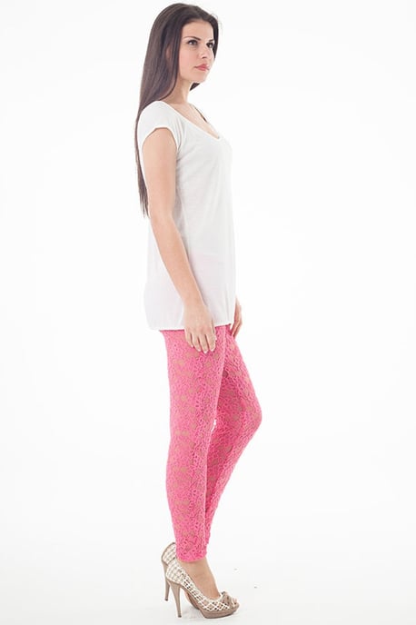 Lace Leggings in Fuschia
