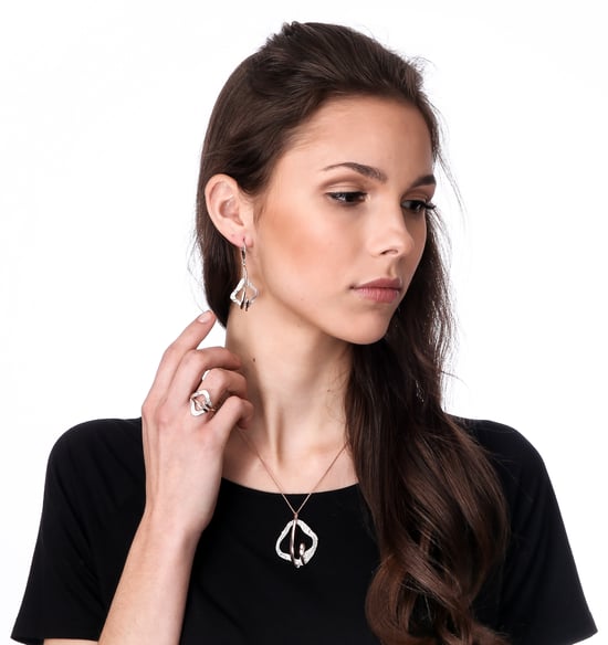 Orphelia 'Lamara' Women's 925 Sterling Silver Chain with Pendant - Silver/Rose ZH-7207