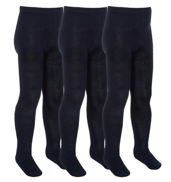 Paquete de 3 pares de medias escolares de bambú para niñas en negro, gris, blanco y azul marino - Azul marino - Image 1
