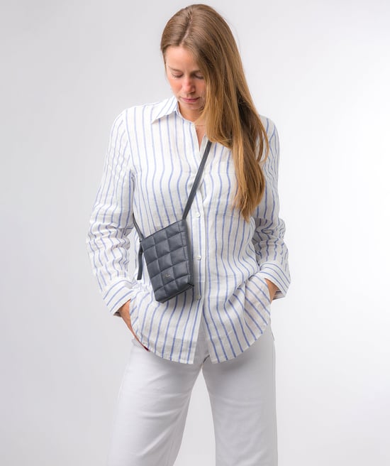 'Elouise' Navy Nappa Leather Cross Body Phone Bag