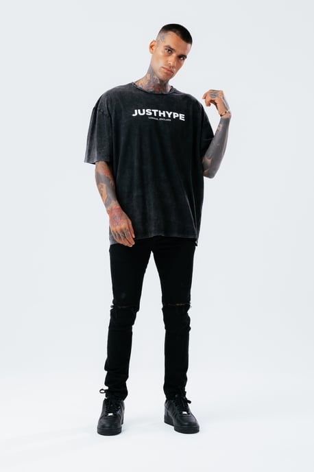 Hype Black Vintage Oversized Jh Men'S T-Shirt