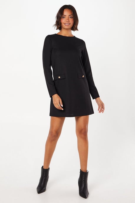 Ponte Button Pocket Dress