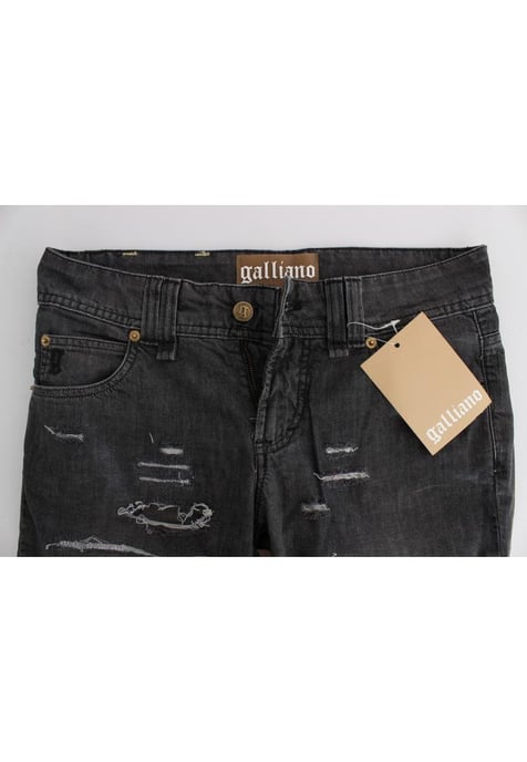 Jeans rectos desgastados de algodón gris para mujer John Galliano - Image 5