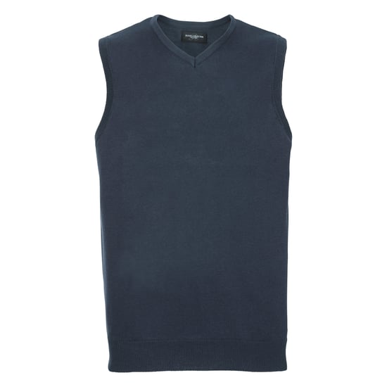 Russell Collection Mens V-Neck Sleevless Knitted Pullover Top / Jumper (French Navy) - Image 1