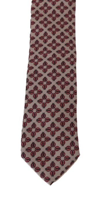 Corbata Clásica de Seda Gris con Estampado de Mariquita Roja de Dolce & Gabbana - Image 2