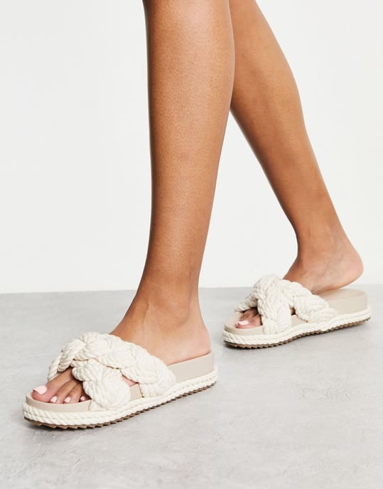 ASOS DESIGN Jasmine plaited espadrille footbed in off white