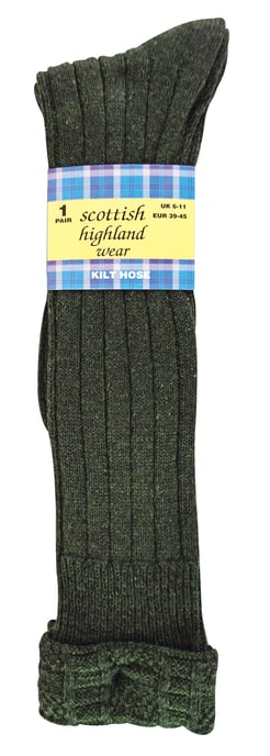 Mens Wool Kilt Socks | Warm Knee High Socks | Breathable Outdoor Long Boot Socks for Men - Khaki - Image 2