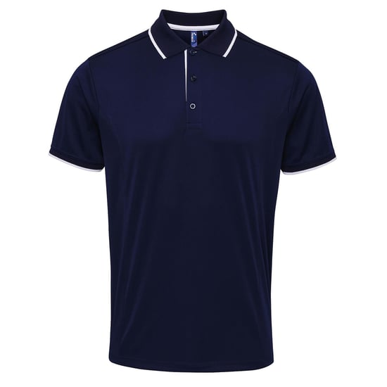 Premier Mens Contrast Coolchecker Polo Shirt (Navy/White) - Image 1