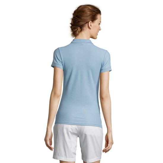 SOLS Womens/Ladies People Pique Short Sleeve Cotton Polo Shirt (Sky Blue) - Image 2