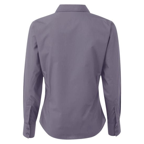 Premier Womens/Ladies Poplin Long-Sleeved Blouse (Steel) - Image 2