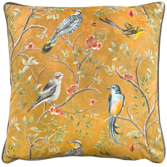 Funda de Cojín de Terciopelo con Rayas Wylder Tropics Orient Chinoiserie Birds - Image 1