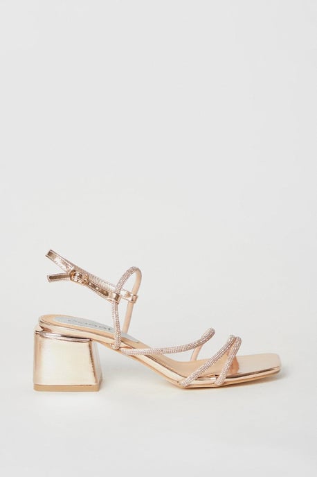 Tipsy Diamante Medium Block Heeled Sandals