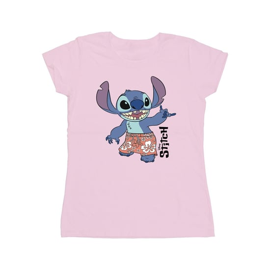 Disney Womens/Ladies Lilo & Stitch Bermuda Shorts Cotton T-Shirt (Baby Pink)