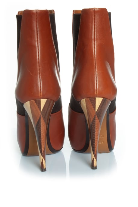 hidden platform boots in cognac leather - Image 5