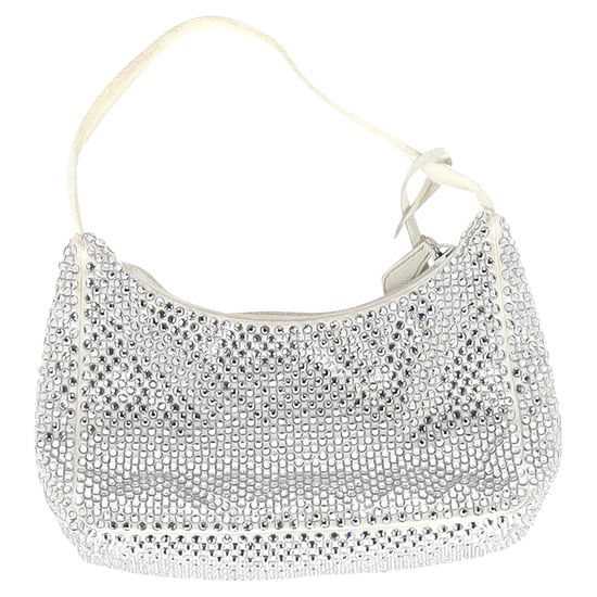 Prada Crystal-Embellished Re-Edition 2000 Bag in Cream Satin - Image 2