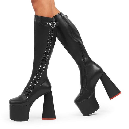 Lamoda Womens Passion Platform Knee High Boots, Black