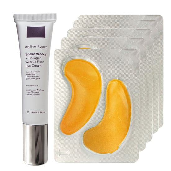 24K Gold + Antioxidant Hydrating Eye Treatments Pads + Snake Venom + Collagen Wrinkle Filler Eye Cream 15
