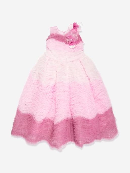 Marchesa Girls Flower Embellished Degrad√© Tulle Gown in Pink