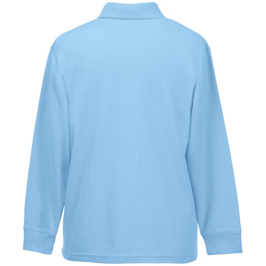 Fruit Of The Loom Childrens Long Sleeve 65/35 Pique Polo / Childrens Polo Shirts (Sky Blue) - Image 2