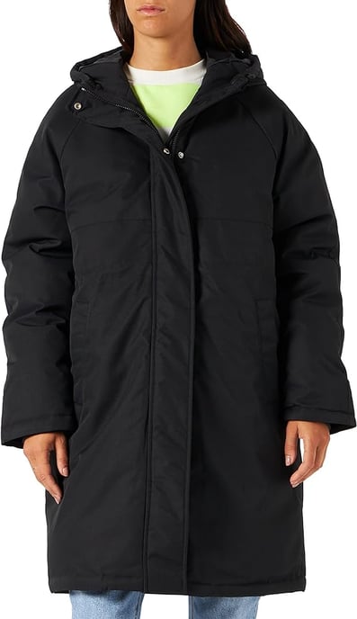 JACK & JONES Womens Long Black Hood Coats Long Sleeves