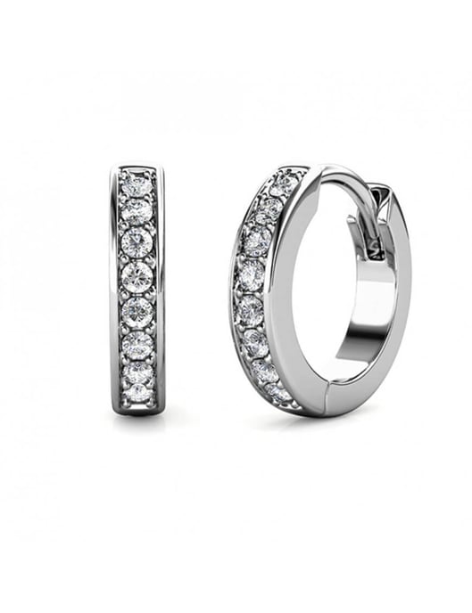 Pendientes de aro circulares - Plata y cristal - Image 1