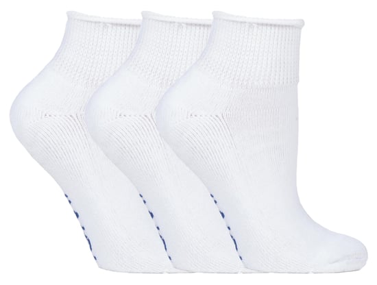 IOMI - Calcetines de algodón acolchados para diabéticos de 3 pares para pies y piernas hinchados - Blanco - Image 1